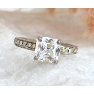 Gorgeous CZ Multi Gemstone 925 Sterling Silver Vintage Ring - sz 6.5